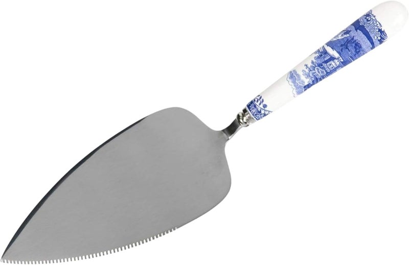 Spode Portmeirion Home & Gifts Blue & White Slice-Cake Server, 25cm - Image 1