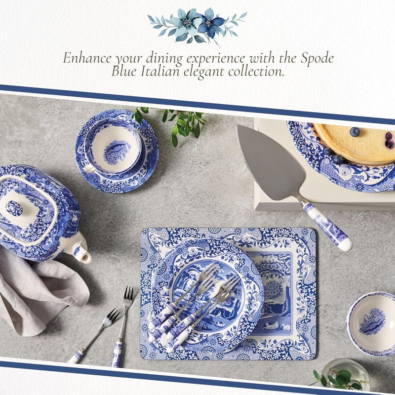 Spode Portmeirion Home & Gifts Blue & White Slice-Cake Server, 25cm - Image 5