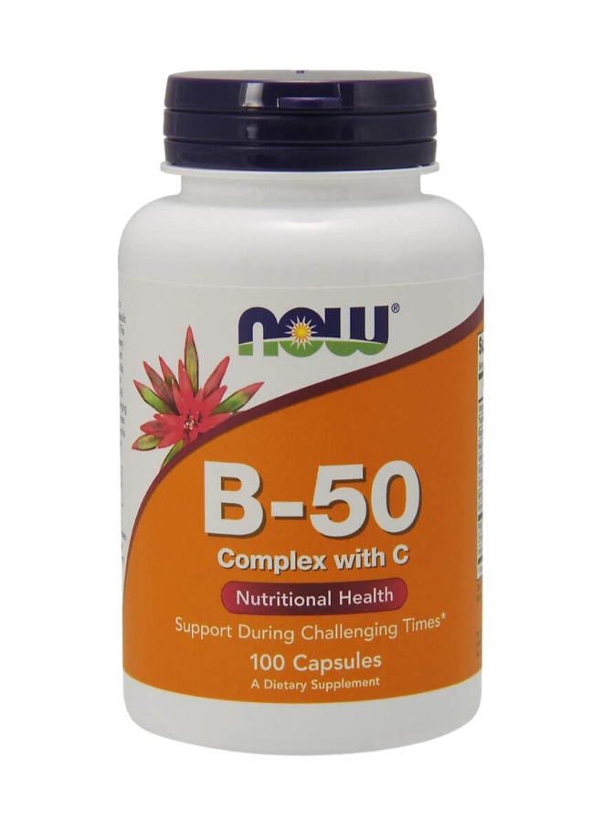 now B-50 Complex With Vitamin C Capsules 100's 