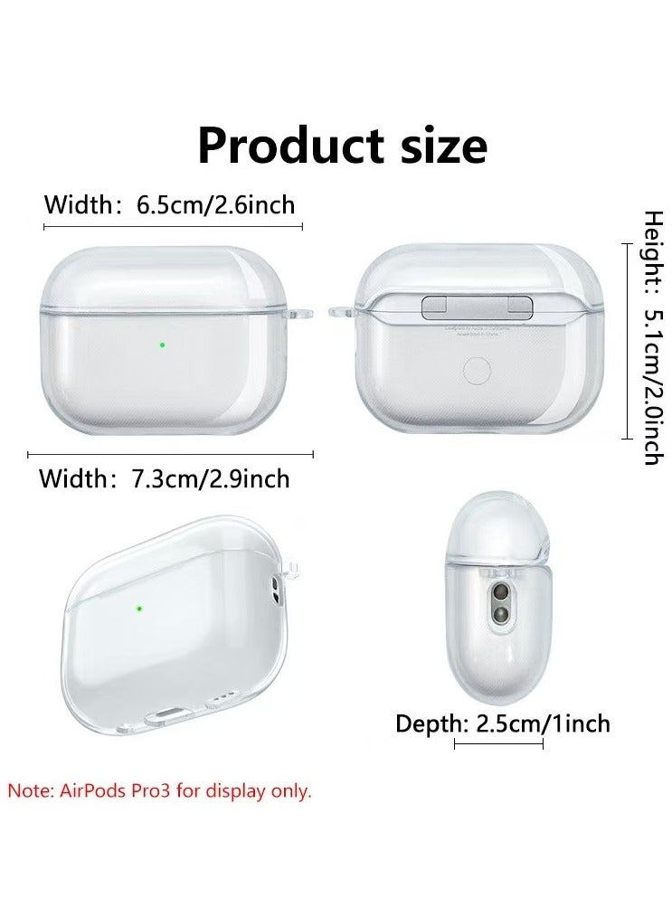 DKNG Transparent case for Apple AirPods pro 3 [2025] Carabiner included, reduced yellowing, wireless charging, shockproof, full protection Headphone case compatible with Apple AirPods pro 3 (transparent) - Image 4