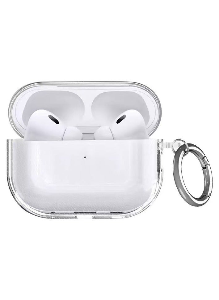 DKNG Transparent case for Apple AirPods pro 3 [2025] Carabiner included, reduced yellowing, wireless charging, shockproof, full protection Headphone case compatible with Apple AirPods pro 3 (transparent) - Image 1