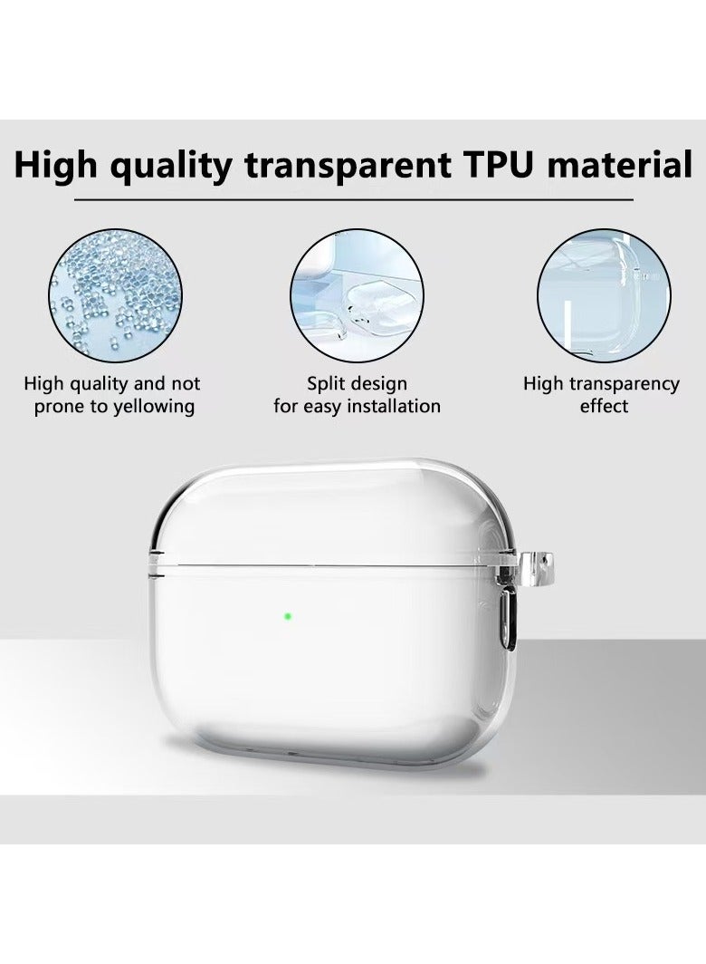 DKNG Transparent case for Apple AirPods pro 3 [2025] Carabiner included, reduced yellowing, wireless charging, shockproof, full protection Headphone case compatible with Apple AirPods pro 3 (transparent) - Image 5
