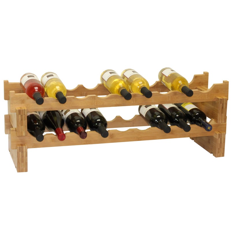 Oceanstar 18Bottle Stackable Bamboo Wine Rack