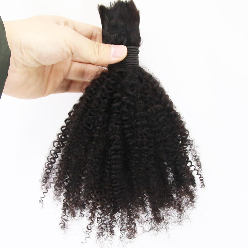 ZigZag Hair Afro Kinky Curly Hair Bulk No Attachment Brazilian Virgin Human Braiding Hair Bulk 4B 4C Virgin Hair Bulk For Braiding 1 Bundle 100 Unprocessed Virgin Human Hair Bulk 12inch 4B 4C