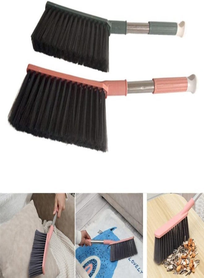 Jilukibo 2 Pack Soft Bristle Bed Sheets Sweeping Cleaning Brush with Long Hand, Counter Duster for Debris Hair Remover Desk Quilt Sofa Furniture (Pink Yellow - Image 5