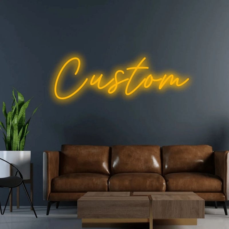 ديكور ضوء نيون LED أزرق مخصص بثلاثة خطوط بحجم 20 بوصة، يعمل بفن فريد مع فكرة نص حصرية، مثالي للترويج في الحانات، جدران غرف النوم، حفلات أعياد الميلاد، أماكن حفلات الزفاف، ولافتات المكاتب. - Image 5