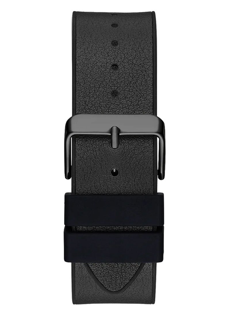 GUESS - Men's Legend Black Case Black Genuine Leather/Silicone Watch GW0500G2 - 44mm - Image 1