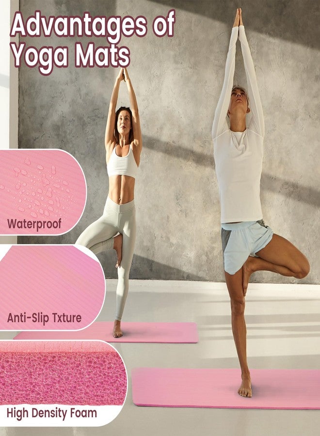 Fitvids 1/2-Inch Thick High Density Foam Exercise Yoga Mat with Carrying Strap, For Cushioning The Body Against Hard Floors, Pale Pink - Image 5