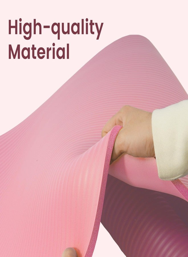 Fitvids 1/2-Inch Thick High Density Foam Exercise Yoga Mat with Carrying Strap, For Cushioning The Body Against Hard Floors, Pale Pink - Image 4