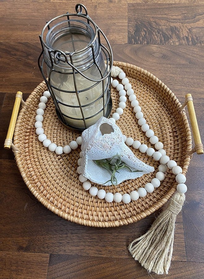 LSKYTOP 60 Inches Wood Bead Garland,Wooden Beads with Tassel,Farmhouse Beads Rustic Prayer Beads Boho Beads for Farmhouse Tiered Tray Coffee Table Mantel Decor (2 Pack) - Image 4