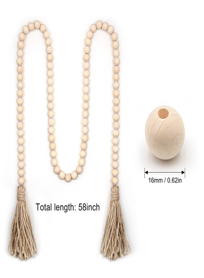 LSKYTOP 60 Inches Wood Bead Garland,Wooden Beads with Tassel,Farmhouse Beads Rustic Prayer Beads Boho Beads for Farmhouse Tiered Tray Coffee Table Mantel Decor (2 Pack) - Image 3
