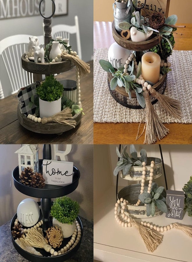 LSKYTOP 60 Inches Wood Bead Garland,Wooden Beads with Tassel,Farmhouse Beads Rustic Prayer Beads Boho Beads for Farmhouse Tiered Tray Coffee Table Mantel Decor (2 Pack) - Image 5