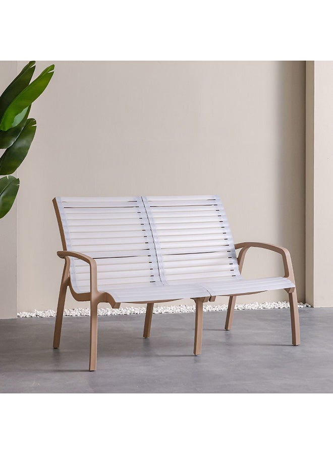 DANUBE HOME كرسي ألاسكا PP مقعدين كرسي حديقة خارجي | مقاعد حديقة لجميع الأحوال الجوية | كرسي مقعدين بلاستيك أثاث خارجي حديث للباتيو L131xW112xH252cm-توبي - Image 1