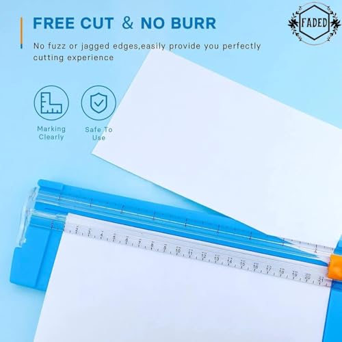 FADED A5 Paper Trimmer 8.5 Inch Cutting Tool – Portable Paper Cutter with Automatic Hand Safeguard and Side Ruler, Ideal for Scrapbooking, Crafts, Coupons, Labels, Photos, and Office Use (Blue) - Image 5
