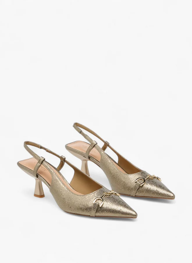 Celeste Women's Metal Accent Slingback Shoes with Kitten Heels