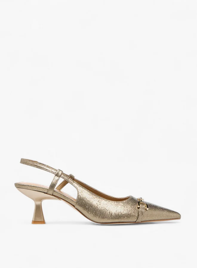Celeste Women's Metal Accent Slingback Shoes with Kitten Heels