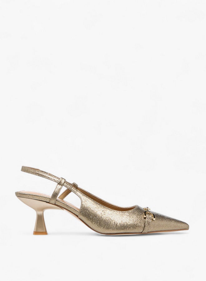 Celeste Women's Metal Accent Slingback Shoes with Kitten Heels  - Image 3