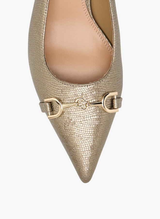 Celeste Women's Metal Accent Slingback Shoes with Kitten Heels  - Image 4