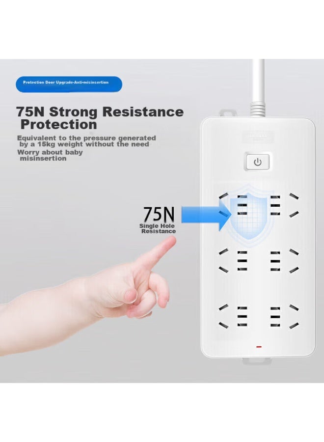 Delixi National Standard Power Strip/extension Cord/surge Protector/power Bar/power Strip/power Board 6 Outlets With Master Switch 1.8 Meters - Image 3