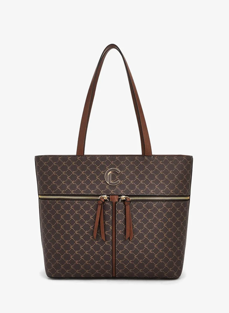 Le Confort Monogram Print Tote Bag With Double Handle