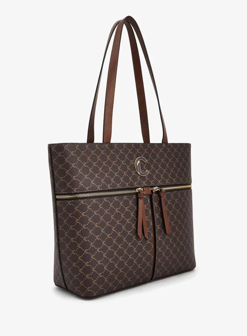 Le Confort Monogram Print Tote Bag With Double Handle