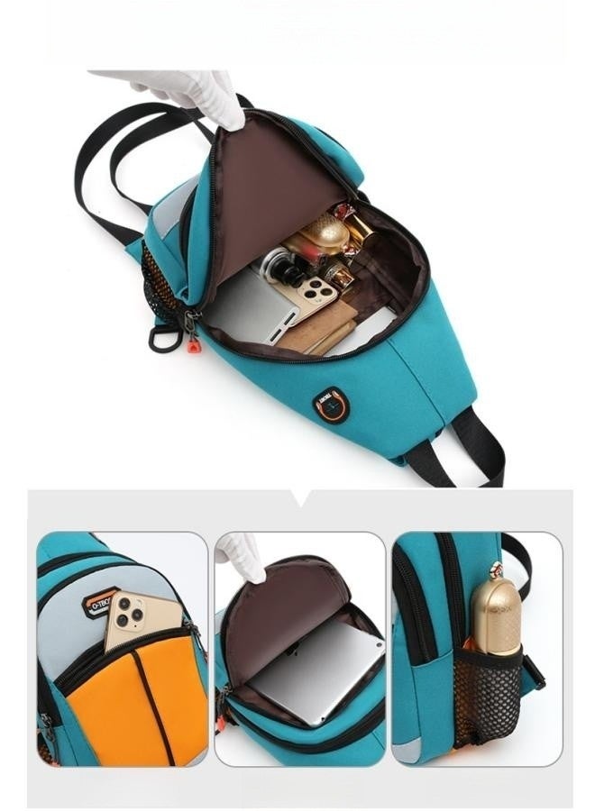 WAOKN Unisex Trendy Oxford Cloth Backpack, Boys and Girls Multifunctional Crossbody Bag, Student Outdoor Chest Bag Shoulder Bag Small School Bag Sports Bag Hiking Bag Trekking Bag Back Bag - Image 4