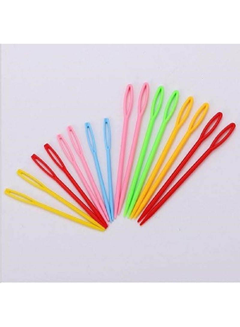 Set of 6 Plastic Knitting and Crochet Needles - Multi Color for Wool Yarn and Crafts, Different Sizes Suitable for Beginners and Professionals, Made of Durable Plastic with High Quality - Image 1