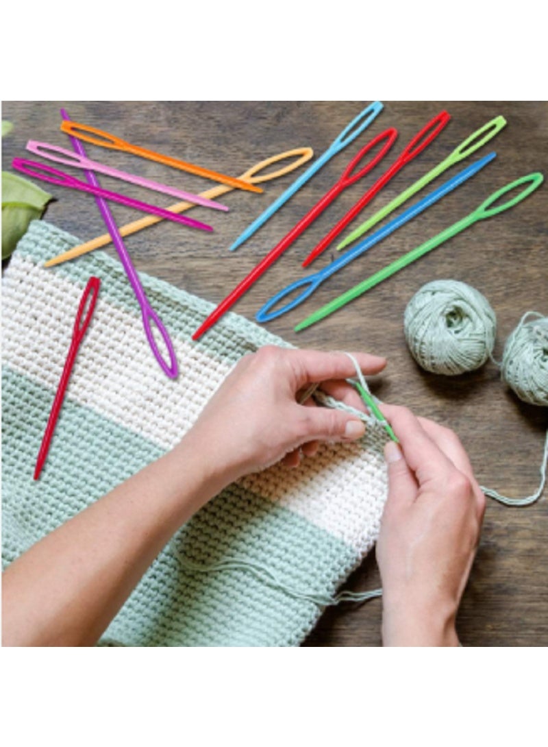 Set of 6 Plastic Knitting and Crochet Needles - Multi Color for Wool Yarn and Crafts, Different Sizes Suitable for Beginners and Professionals, Made of Durable Plastic with High Quality - Image 2