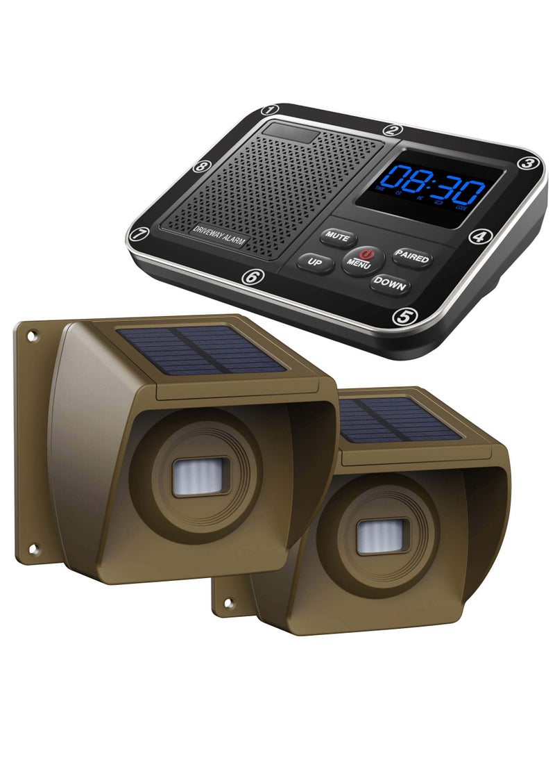 Excefore Solar Driveway Alarm, 1800ft Long Range Solar Wireless Driveway Alarm Outdoor Weather Resistant Motion Sensor & Detector, Driveway Alert System with Rechargeable Battery - Image 1