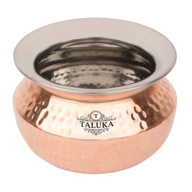 TALUKA (5" X 4" inches Approx) Copper Made Serving Handi Bowl for Briyani Chicken Paneer Dishes Hotel Restaurant Home Use Hotel Gift Purpose - Image 2