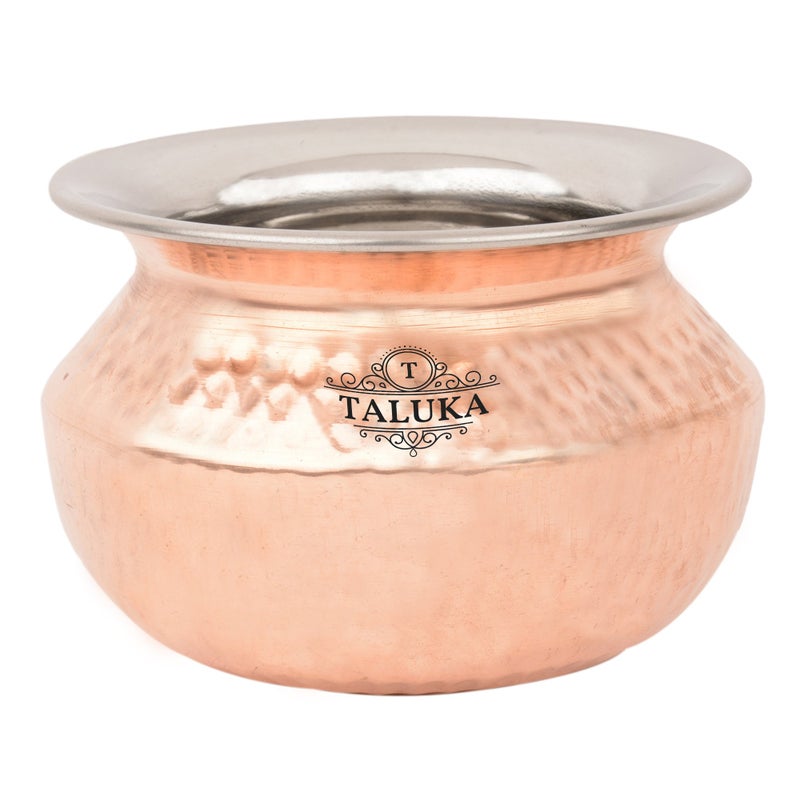 TALUKA (5" X 4" inches Approx) Copper Made Serving Handi Bowl for Briyani Chicken Paneer Dishes Hotel Restaurant Home Use Hotel Gift Purpose - Image 1