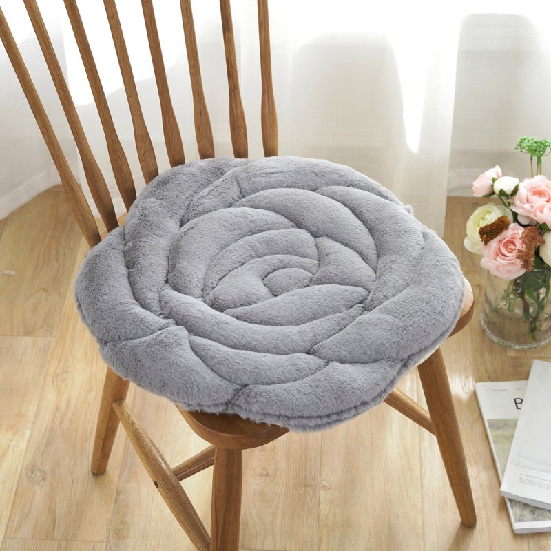 1pc White Rose Flower Shaped Thickened Chair Cushion 17.7x17.7 Inch Sofa Cushion - Image 3