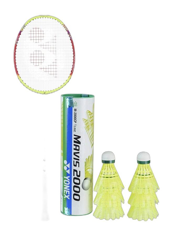 Yonex Nanoflare 002 Ability Lime -4U5 + Mavis 2000 Green Cap Slow Badminton Shuttlecock 6 Pack, Yellow Pack  - Image 1