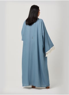 IZEL Blue Linen Tassel Abaya  - Image 4