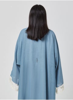 IZEL Blue Linen Tassel Abaya  - Image 2