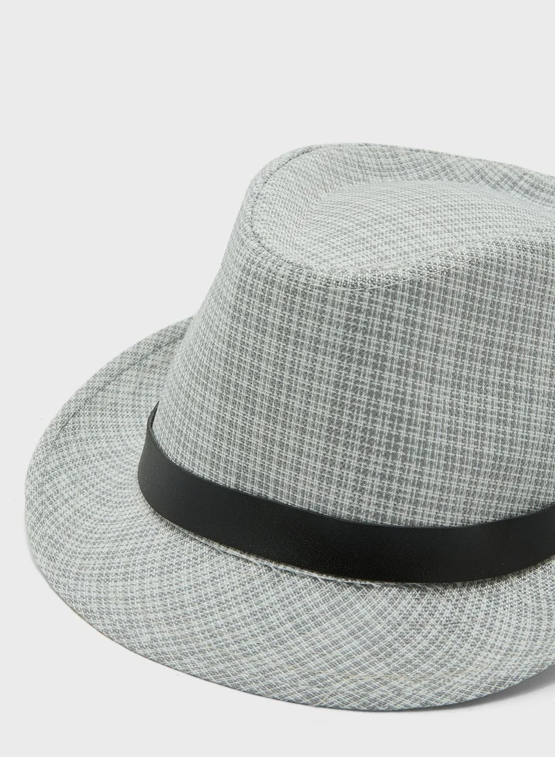 Robert Wood Check Print Fedora Hat