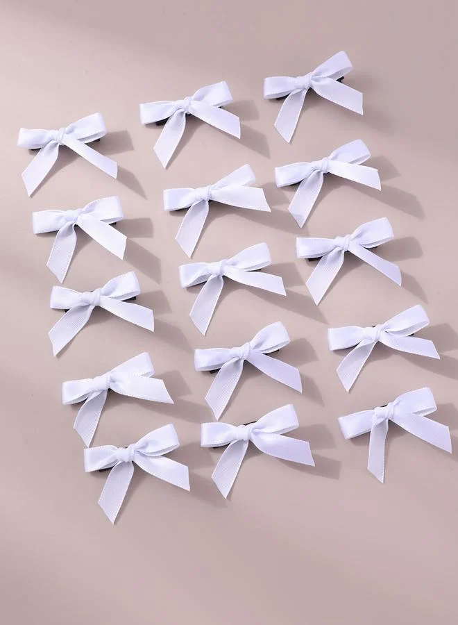 Take Two Pack of 15 - White Bow Hair Clips