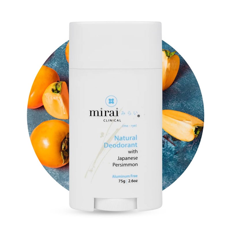 Mirai Clinical  All Natural Deodorant for Women and Men  wJapanese Persimmon Extract  FullBody Use  Aluminum Fragrance Paraben Free  Vegan  Helps to Eliminate Nonenal Odor  Unscented  75g