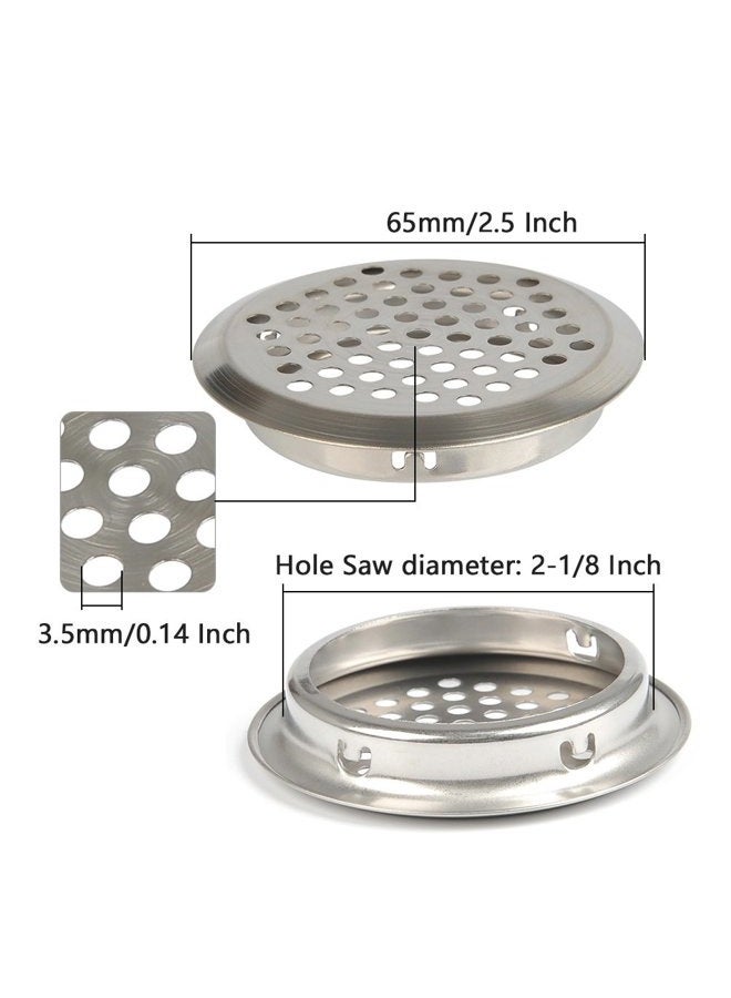 FOCCTS 20PCS 2-1/8 Inch(53mm) Circular Stainless Steel Air Vent Hole Mesh Hole Silver Tone for Kitchen, Bathroom, Cabinet, Wardrobe, Shoe Cabinet, and Decorative Cabinet - Image 2