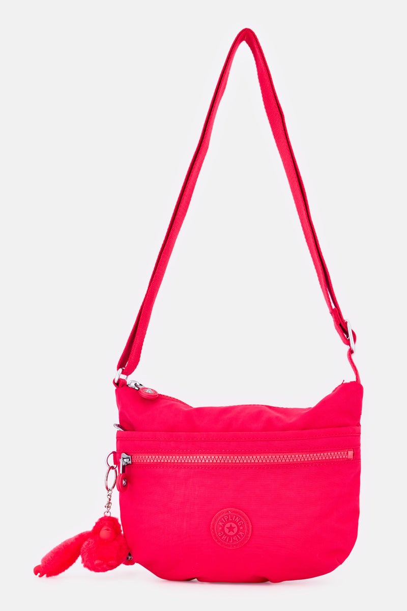 kipling Women Brand Logo Cross Body Bag With Keyring, Fuchsia Pink - Image 1