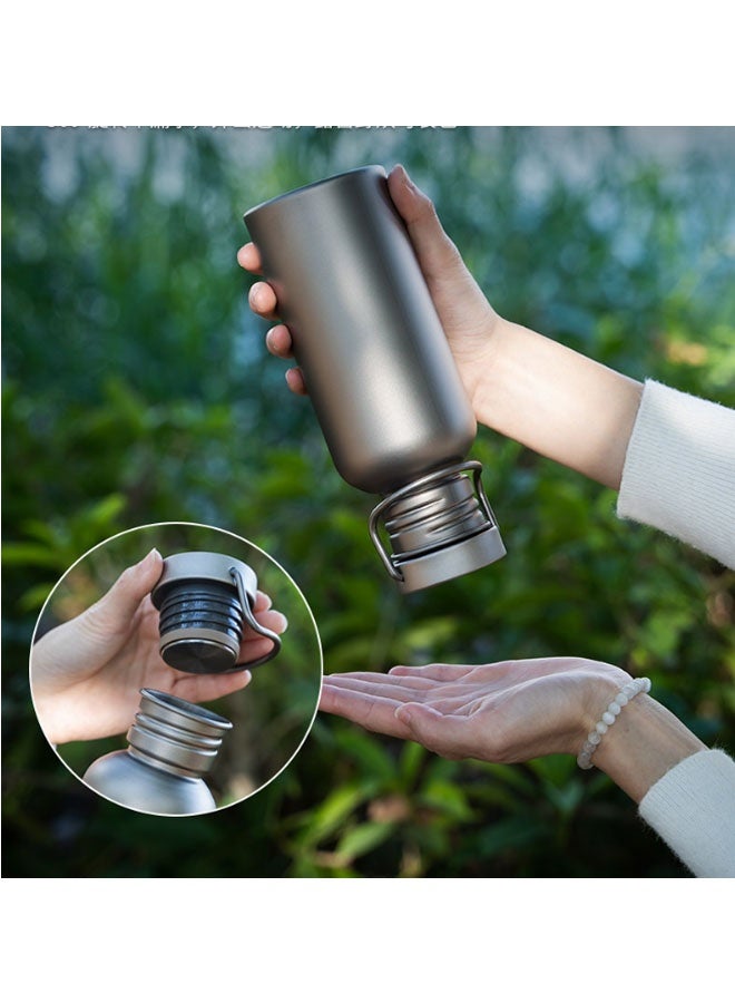 750ml pure titanium sports water bottle, simple style, outdoor cycling travel portable camping water bottle lightweight outdoor camping water cup can boil water, with lid size 7*19*5.5cm, 12 hours long-term heat preservation, suitable for water, iced tea or coffee, smoothies, business office cup, travel. (Gray) - Image 4