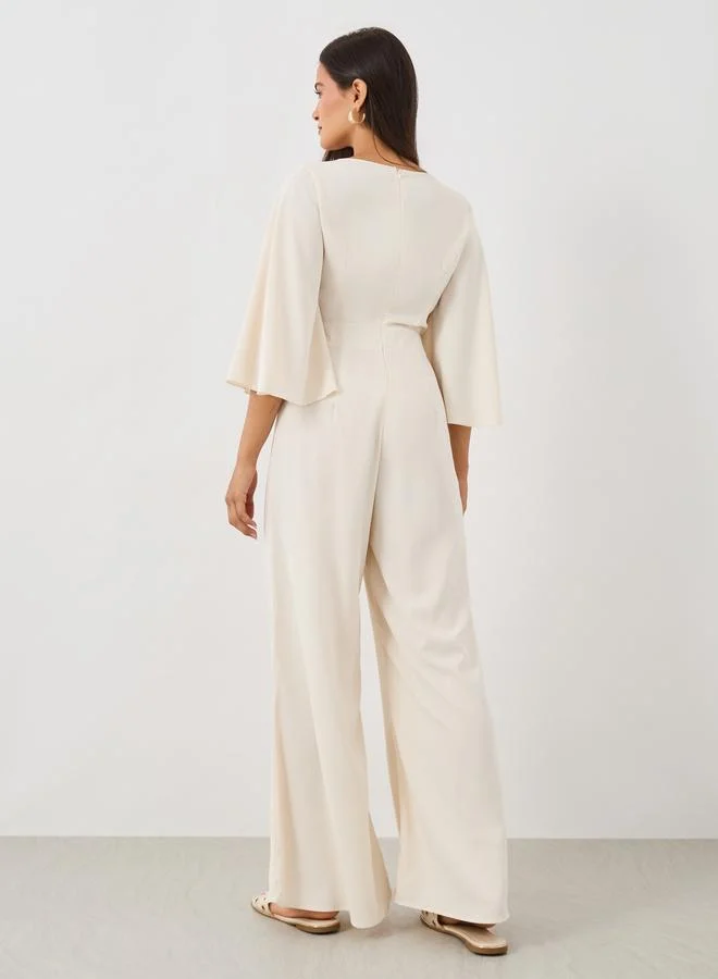 Styli Styli Embellished Balloon Sleeve V-Neck Jumpsuit