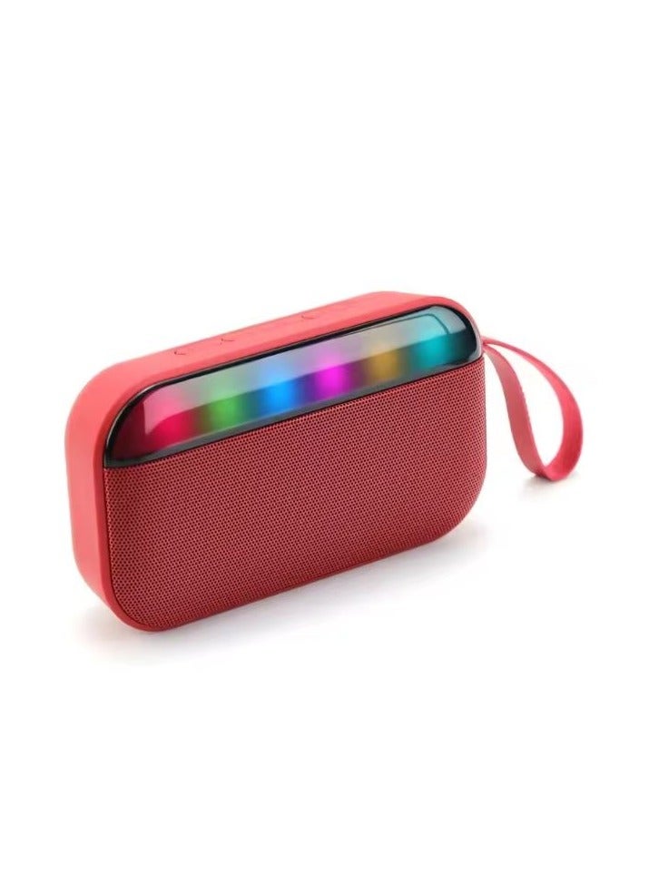 BS-56D Portable Mini Wireless Bluetooth Speaker Outdoor Bluetooth Speaker With LED Light with RGB Light- Red - Image 1