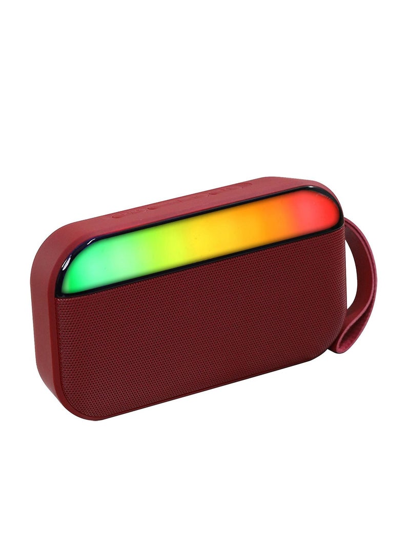 BS-56D Portable Mini Wireless Bluetooth Speaker Outdoor Bluetooth Speaker With LED Light with RGB Light- Red - Image 2