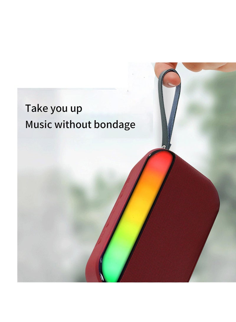 BS-56D Portable Mini Wireless Bluetooth Speaker Outdoor Bluetooth Speaker With LED Light with RGB Light- Red - Image 3