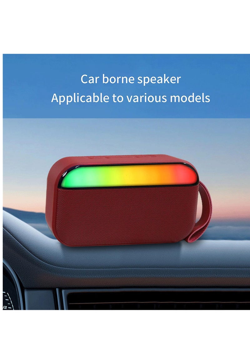 BS-56D Portable Mini Wireless Bluetooth Speaker Outdoor Bluetooth Speaker With LED Light with RGB Light- Red - Image 4