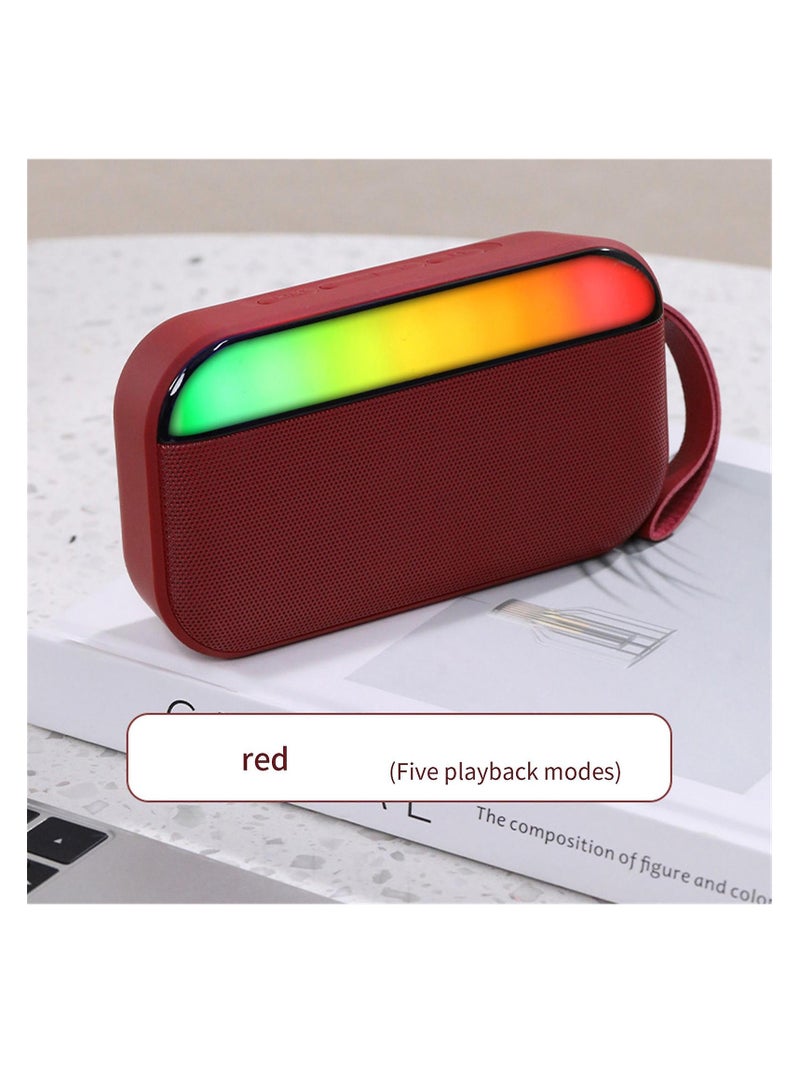 BS-56D Portable Mini Wireless Bluetooth Speaker Outdoor Bluetooth Speaker With LED Light with RGB Light- Red - Image 5
