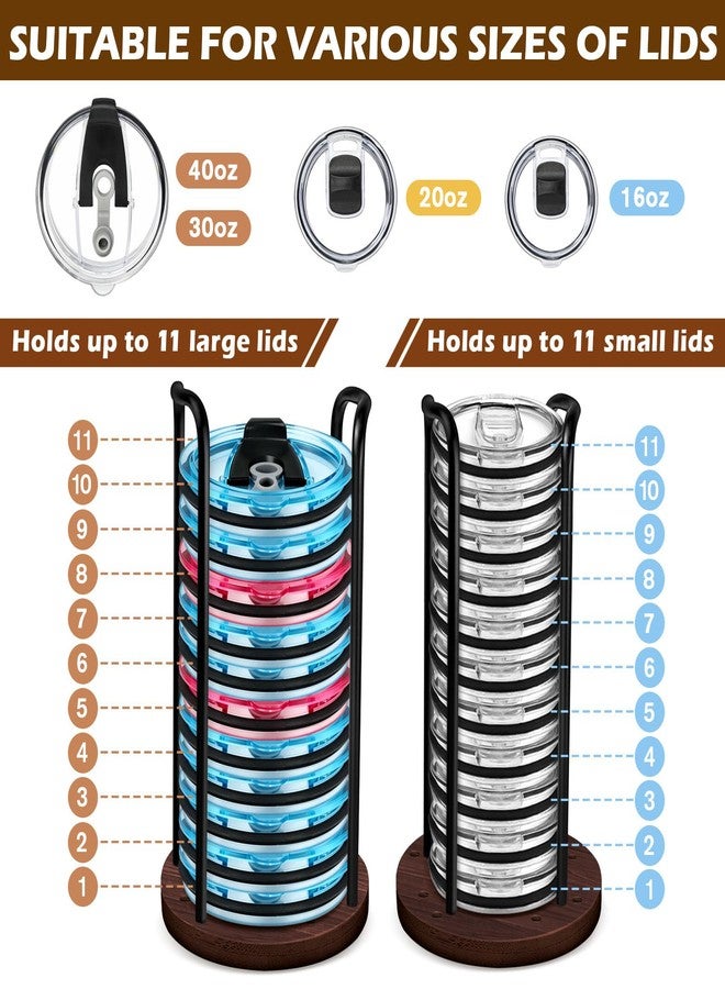ProtectHobby 2PC Tumbler Lid Organizer, Detachable Yeti Lid Organizer Holds Up To 22 Lids, Suitable for Simple Modern Tumbler/Yeti Tumbler/Mason Jar Lids，Fit Perfectly, Stackable Steady，Walnut-Colored Base - Image 4