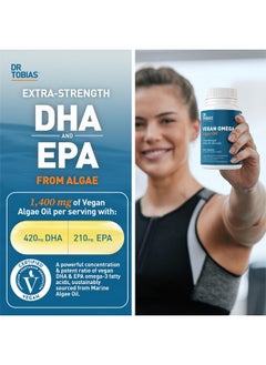 Dr. Tobias Dr. Tobias Vegan Omega 3 Supplement - 1400mg Algae Oil, 420mg DHA, and 210mg EPA per Serving - Non-GMO, Gluten-Free, Carrageenan-Free - 60 Capsules, 30 Servings  - Image 2