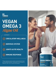 Dr. Tobias Dr. Tobias Vegan Omega 3 Supplement - 1400mg Algae Oil, 420mg DHA, and 210mg EPA per Serving - Non-GMO, Gluten-Free, Carrageenan-Free - 60 Capsules, 30 Servings  - Image 3